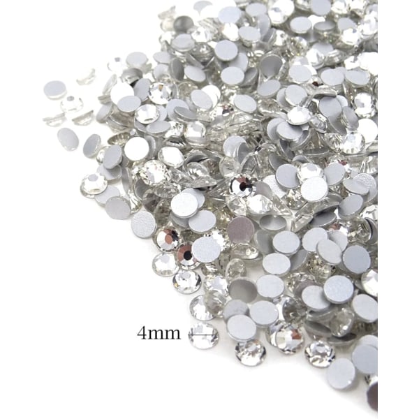 1440 stk 4 mm ss16 glitrende runde flatback-rhinestones krystaller, ikke-selvklebende