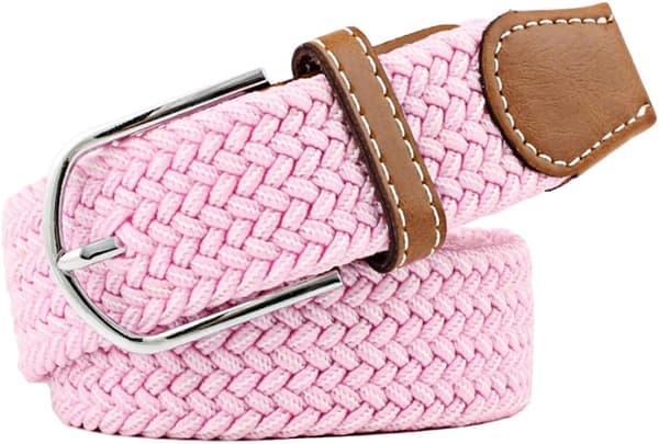 Flerfärgade elastiska vävda bälten Casual flätat stretchbälte 17 Rosa