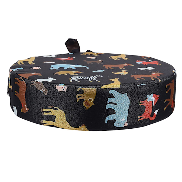 1. Rund Barnstol Forhøjerpude Dyremønster Sæde Booster Til Børn (FMY) Sort Black 32X32CM