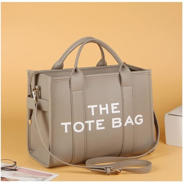 Toteväska för kvinnor, PU-läder toteväska, axel-, crossbody- eller handväska för skola, kontor, resor (10,6X13X6,3 tum)