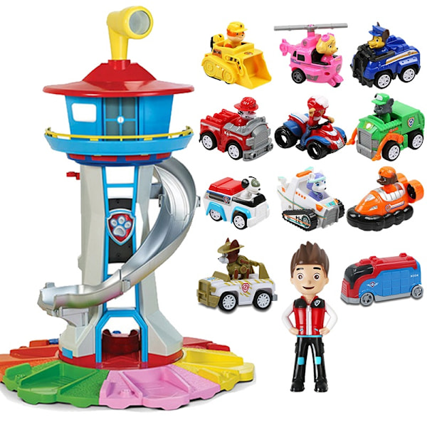 Paw Patrol Tårn Stor Størrelse Patrulje Canina Udsigtspunkt Model Legetøjs Sæt Hunde Køretøjer Actionfigur til Dreng Børn Fødselsdagsgave-WELLNGS tower with 6pcs dog