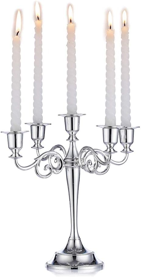 Silver Ljusstake 5 Armar Ljusstakar 27cm Hög T-FA-