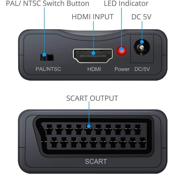 HDMI til SCART-adapter, 1080P Stereo Audio Video HDMI-konverter C