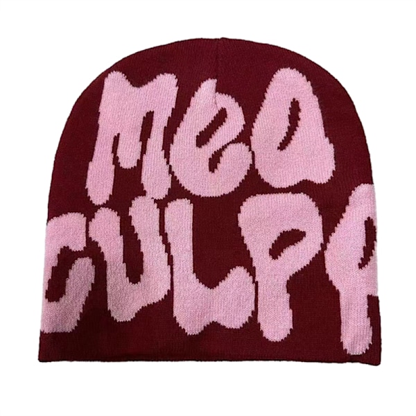 Grafisk mössa för kvinnor Skull Hat MEA Culpa Y2K Stickad mössa Varm vintermössa