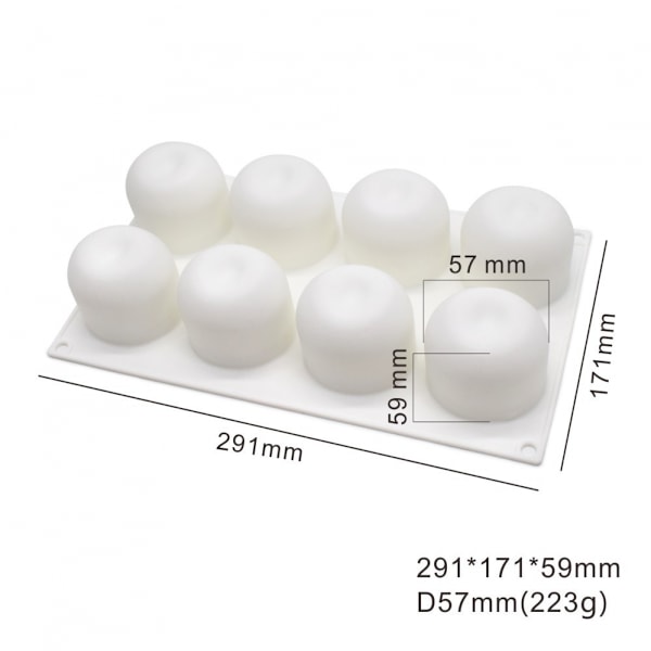 8-hullers silikoneform æble, 3D-silikonebageform muffins, bagværk, dessertmousse-FA-