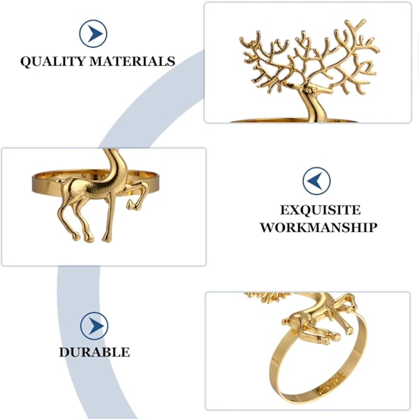 6 stk. juleservietringe - Guld julelegering servietring