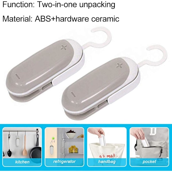 2 stk. Fersk Snack Sealer, Plastpose Mini Sealer Bag Mat Sealer
