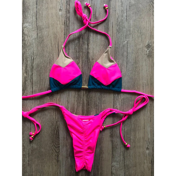 2023 Sexig Bikini Flerfärgad Baddräkt Dam Badkläder Push Up Ribbad Bikini Set Brasiliansk Baddräkt Beach Wear Badar Biquini meihon pin