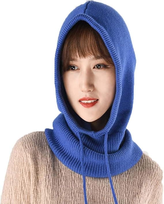 Dames Balaclava Hue Hat Vinter Kashmir Strikket Hatte Ski Mask Ski Hat Udendørs (Blå) Blue