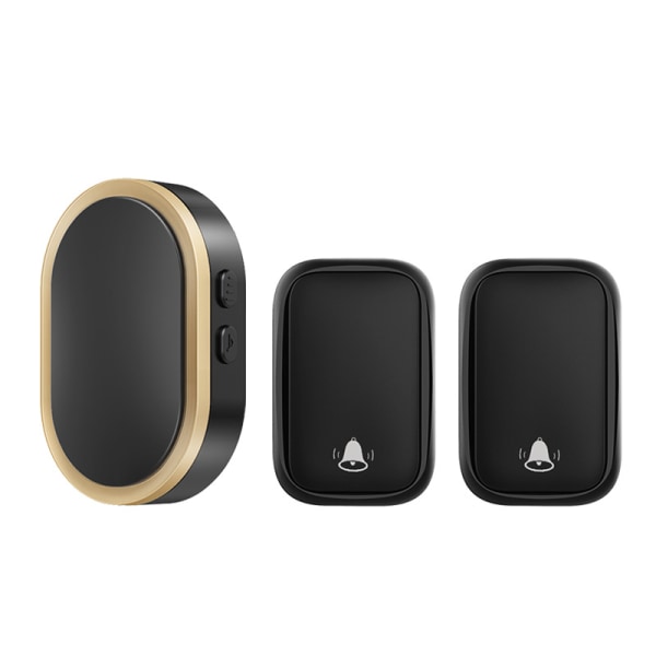 Trådløs dørklokke uden batteri behov Plug and Play dørklokke 4 lydstyrkeniveauer 36 musik behøver ikke noget batteri (1 plug-in modtager, 2 knapper)