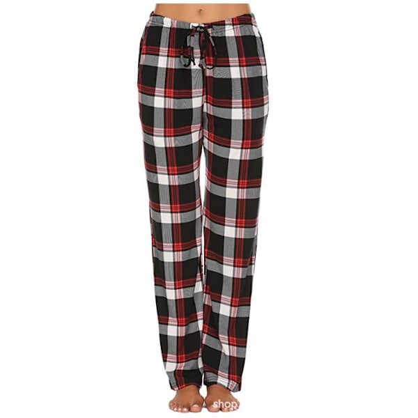 Miehet Pehmeät Flanelliruudullinen Pyjama Housut Tummanpunainen L Dark Red