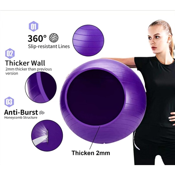 Träningsboll, Pilatesboll 65cm Graviditetsbollar Anti-Burst Yoga