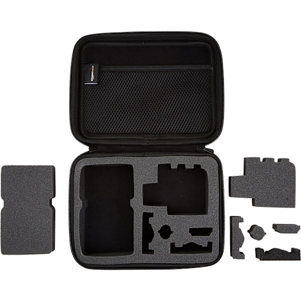 Basics - Mellemstor Actionkamera Beskyttelsesetui med indvendigt skum, bærbar og let, 22,9 x 17,8 x 6,4 cm, ensfarvet, sort D