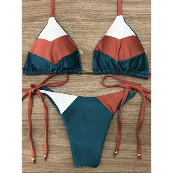 2023 Sexig Bikini Flerfärgad Baddräkt Dam Badkläder Push Up Ribbad Bikini Set Brasiliansk Baddräkt Beach Wear Badar Biquini hei kaqi bai hei kaqi bai L