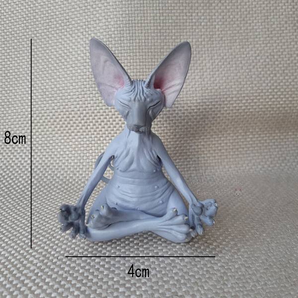 Sfinx-kissa Meditera Staty Söt hårlös katt Yoga Sittande Samlarfigur för rum Skrivbordsdekoration White