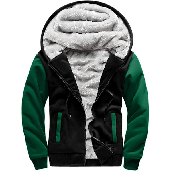 HERR PULLOVER TERMISK SHERPA FODRET JUMPER JAKKER VINTER TRENING FLEECE HOODIE FULL ZIP ULL VARM TYKK JAKKER YTTREKLÆR 02BLACKGREEN 02blackgreen M