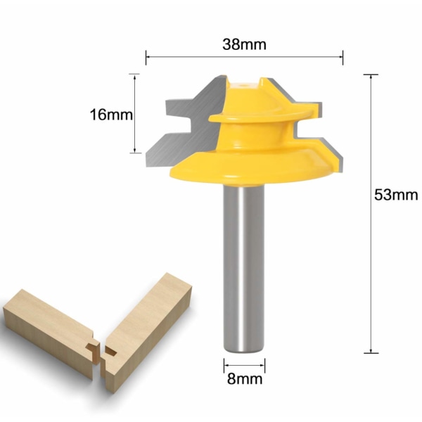 45 graders låsegering fræsebit (8mm skaft)