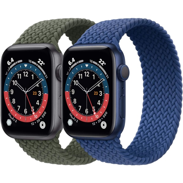 2-pak flettet Solo Loop sportsremmer kompatibel med Apple Watch