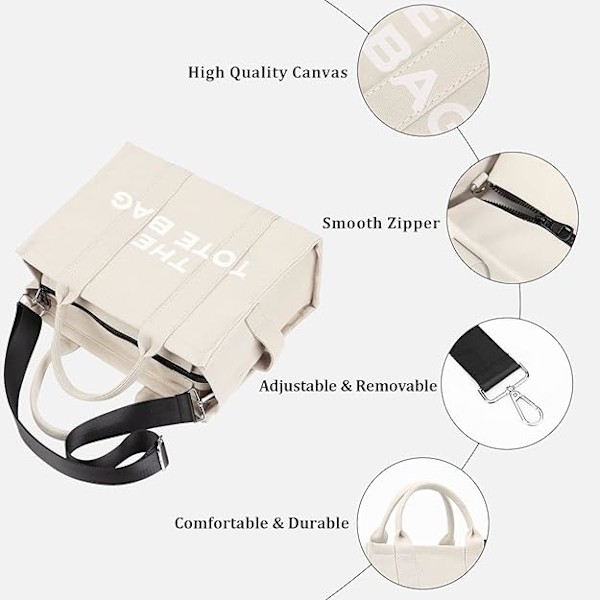 Damen Canvas-Shopper Casual Canvas-Messenger Bag Schultertasche Benvit