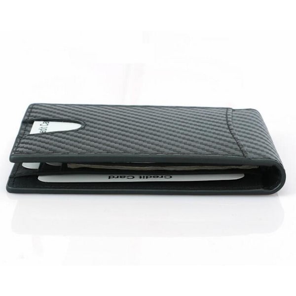RFID Carbon Læderpung med Pengeclips Sort black one size
