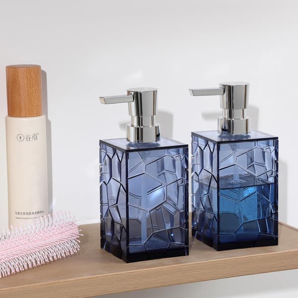 Transparent Akryl Tvåldispenser 320ML För Badrum Kök Sovsal Dekoration Blå 16x7cm-FA-