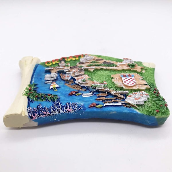 Magnet Souvenir 3D-kort Kroatien Køleskabsmagnet Turist Souvenirer Håndlavede Harpiks Kunsthåndværk Magneter Hjem Køkken Dekoration Samling Gave