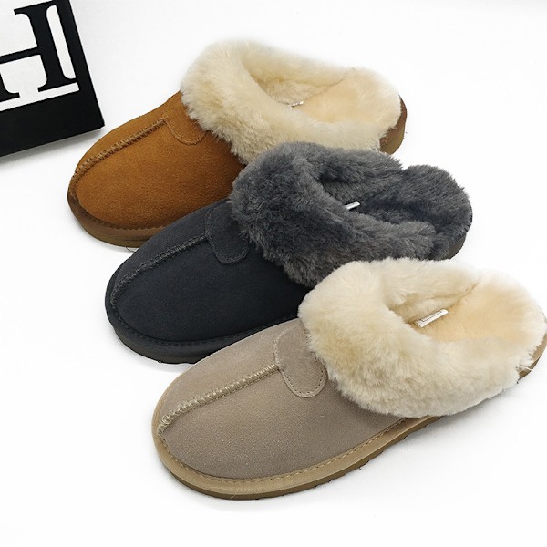 Plush Bomullsstofflor Dam Vinter Halkfria Varma Tofflor Svart black 38-39