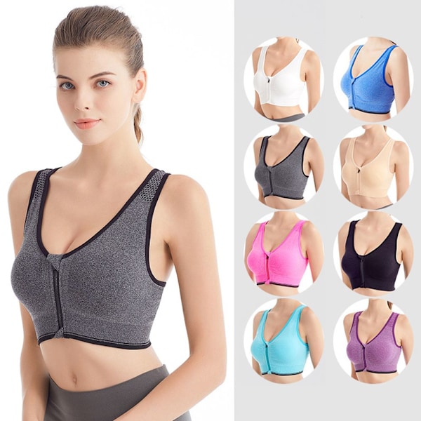 Dragkedja Sport-BH Plus Size Löpning Yoga Fitness BLÅ M blå blue M