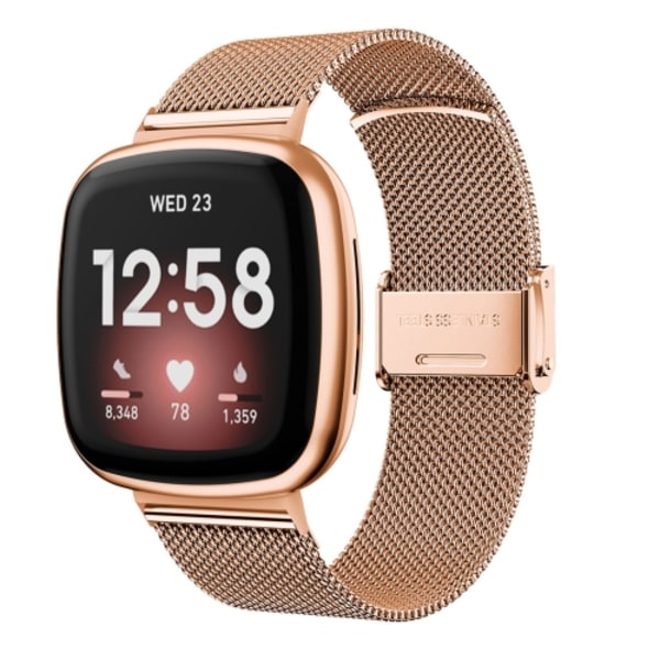 For Fitbit Versa 4 / Sense 2 Universal Metal Rustfritt Stål Spänne Watch Band Rose Gold
