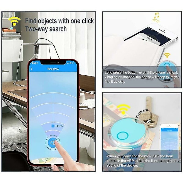 Set med 4 Mini GPS Tracker Rund Dold Liten Portabel Utomhus Sma