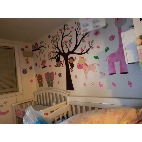 Børneværelse Pink Jungle Tema Peel & Stick Pige Børneværelse Wall Decal