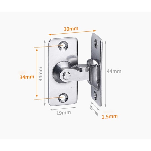 90 graders vinkelret dørlås (2 sølv) - til skydedør og vindue