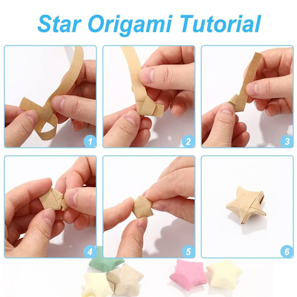 1080 ark Origami-stjerner papir, tosidig fargedekorasjon