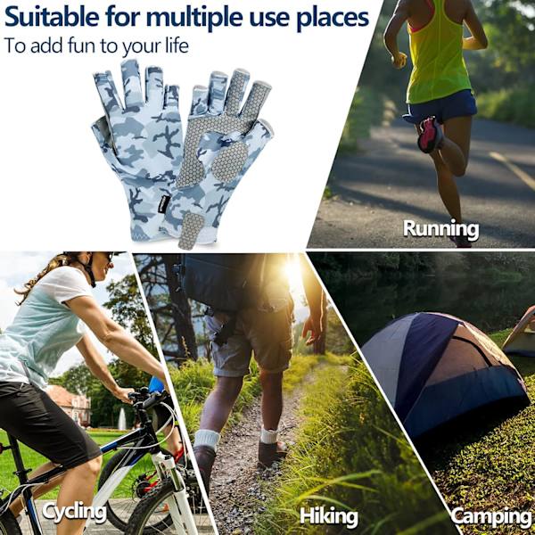 1 Par Fiskehandsker L/XL, Grå, Anti-Slip Kamouflagejakthandskar, Handsker til Fiske, Jagt, Camping, Vandring, Foto W