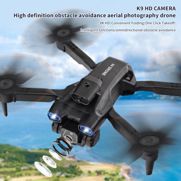 K9 Drone Professionel luftfotografering 8K Dobbelt kamera HDR lig 1 kamera 2 batterier