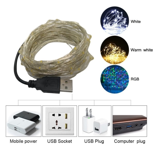 Pitkäkestoinen Garland Led 2M 5M 10M USB LED-valosarja Christm