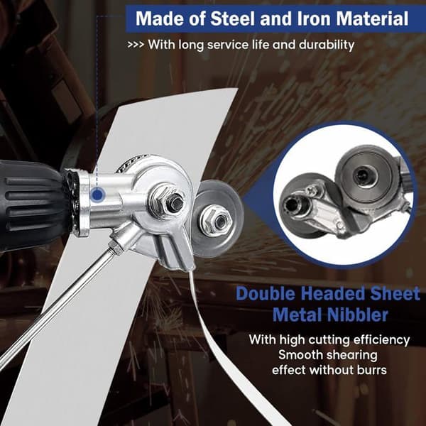 Sheet Metal Shear, Electric Drill Sheet Cutter Double-Headed Sheet Metal Shear (for 12V/21V Lithium Drill)-FA-