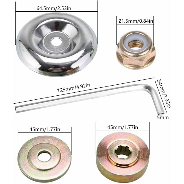 5-delt universelt metallbladmutterfeste sett gressklipperbladadapter tilbehør for gressklipper vanningsmaskin