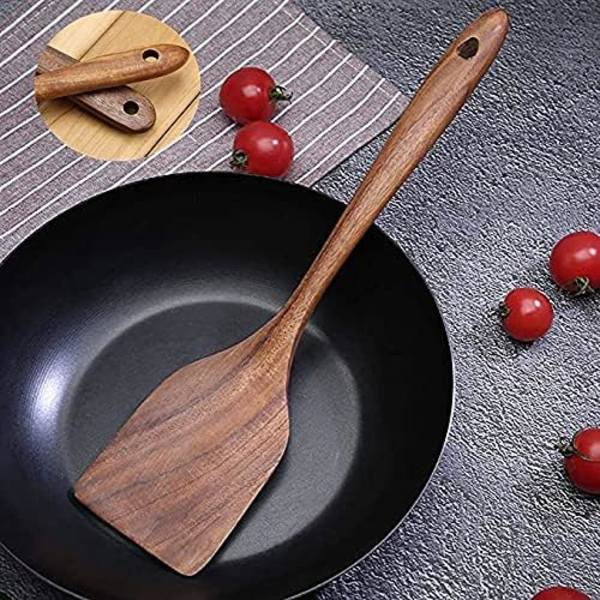 Set med 2 träspatlar 30 cm spatel matlagningsredskap tillverkade