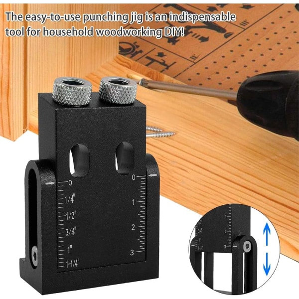Pocket Hole Jig Sæt, 38 stk. Pocket Hole Jig Borekit, 15° Boring