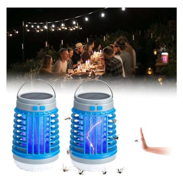 Myggdödare, 2024 ny solcellsdriven utomhus vattentät myggdödare lampa, bärbar lämplig för trädgård, camping och picknick Blue with hook 2 pieces