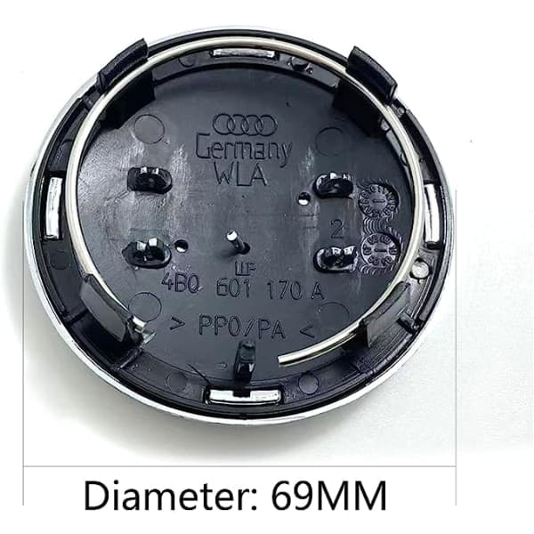 4 stk. automatiske navkapsler for Audi 69MM navkopp aluminium+ABS senter hjulkappe ABS biltilbehør-FA2-