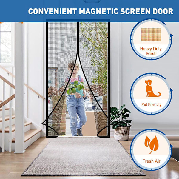Magnetisk sort dør myggenet (80x210)