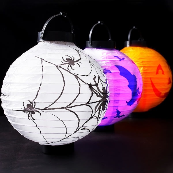 Halloween bærbar lykt flaggermus/skjelett/edderkopp/trykk glødende flaggermus