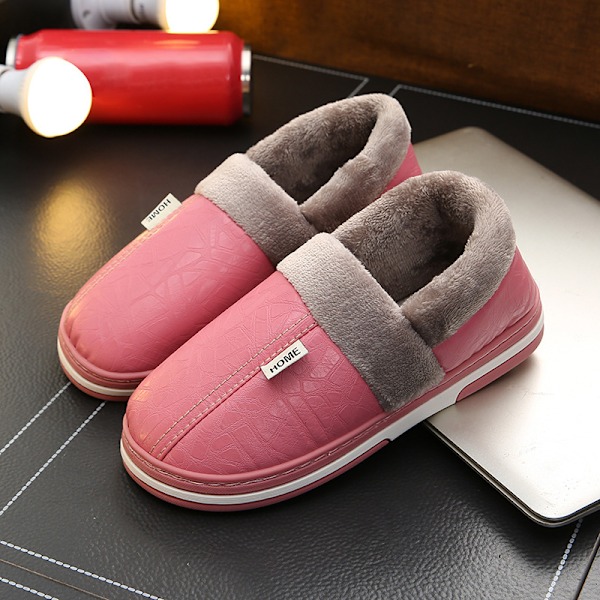 Herre Faux Pels Tøfler Varme Vanntett Innendørs Hjem Flat Flip Flops Soveromssko Svart Størrelse 50-51 Rosa2 Pink2 Pink2 44-45