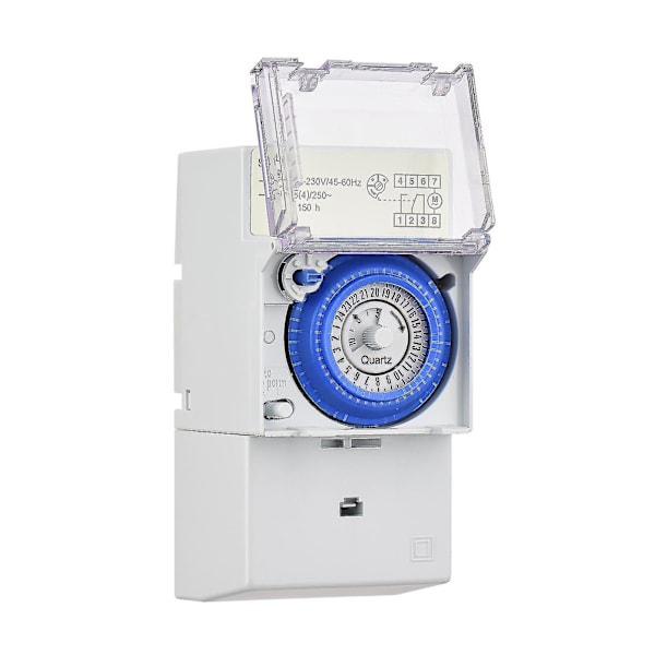Mekanisk 24-timmars timerbrytare AC 220-240v 15 minuter Intervall 96 gånger På/Av Programmerbar elektrisk timer Din-skena installation Reläbrytare SUL181h AC110-230V