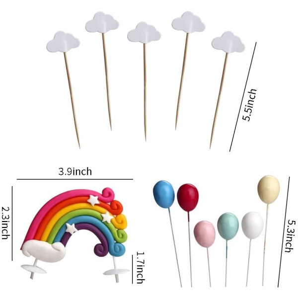 12 delar Cake Topper Kit Rainbow Cloud Cake Topper Barn tårtdekoration för födelsedag Baby Shower Party