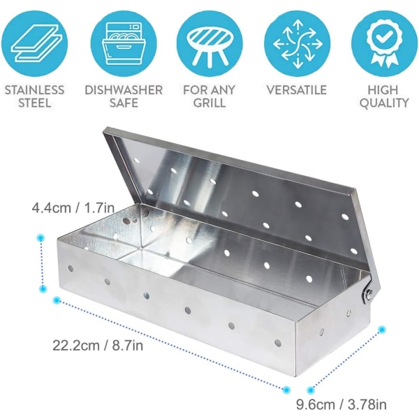 Stainless Steel BBQ Smoker Box for Grilling Barbecue Wood Chips