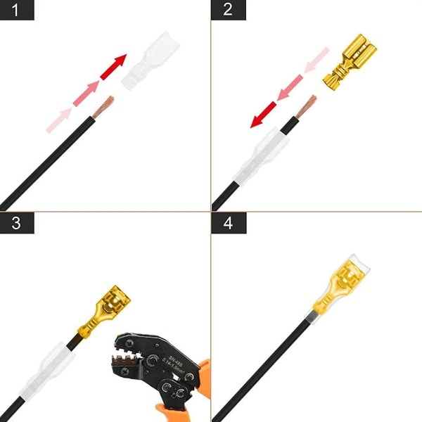 Hane Hona Spade Connector Elektrisk Wire Crimp Terminal Block Hane Hona Platt Anslutning med isolerande hylsa För Electric Wire Crimp, Golden,