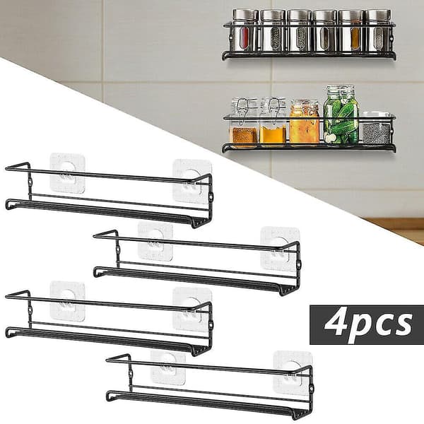 4-pack Kökshyllor Kryddställ Väggmonterad Förvaring Organizer Skåp Stativ-FA-